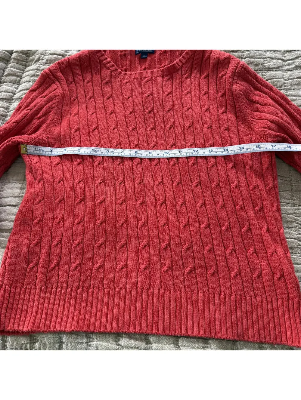 J. McLaughlin Orange/Coral Cable Knit Cotton‎ Blend Long Sleeve Sweater Wms SZ M
